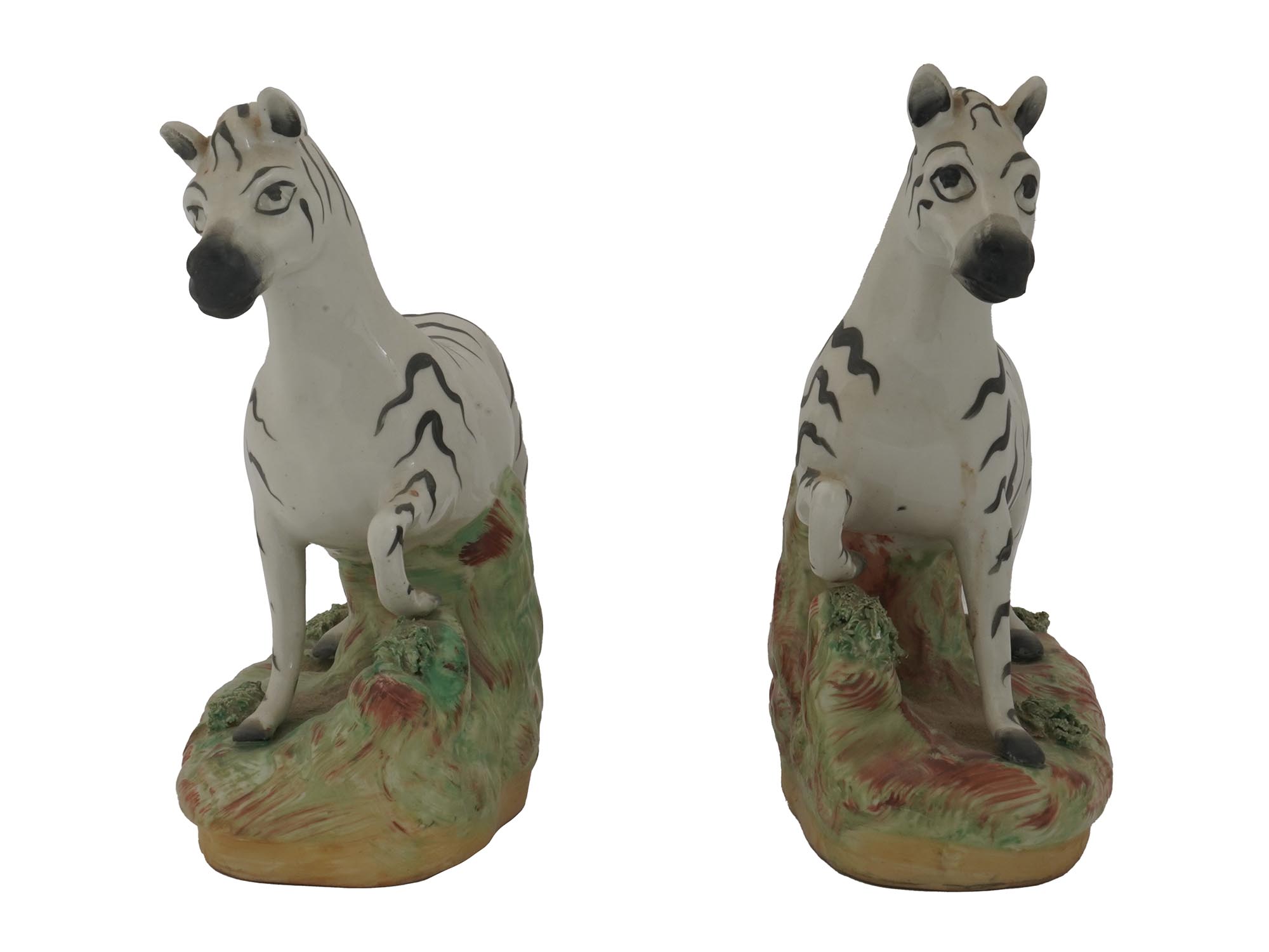 ANTIQUE ENGLISH STAFFORDSHIRE PORCELAIN ZEBRAS PIC-3